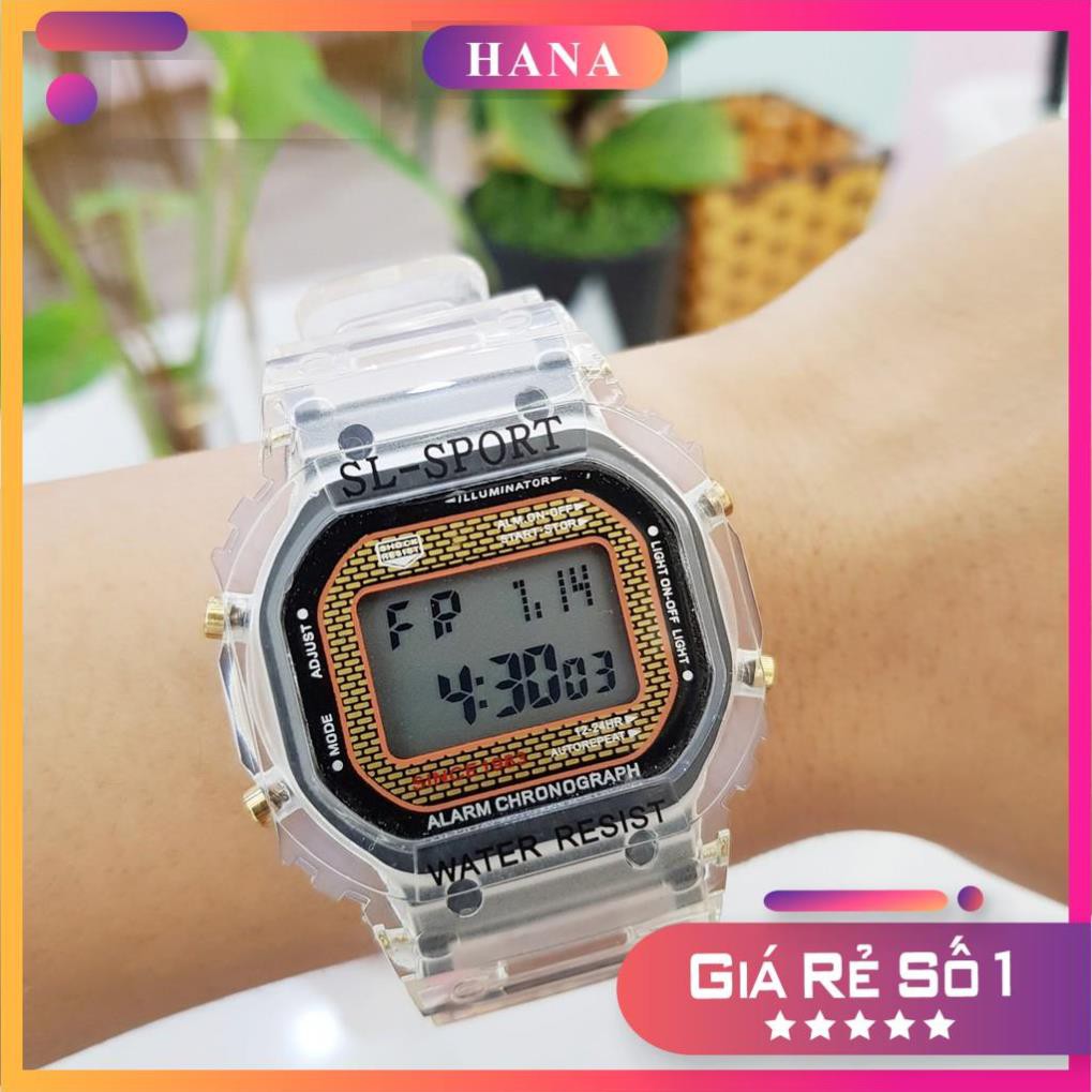 Đồng hồ thể thao điện tử nam nữ SL sport mặt vuông dây cao su trong cá tính chính hãng Tony Watch 68