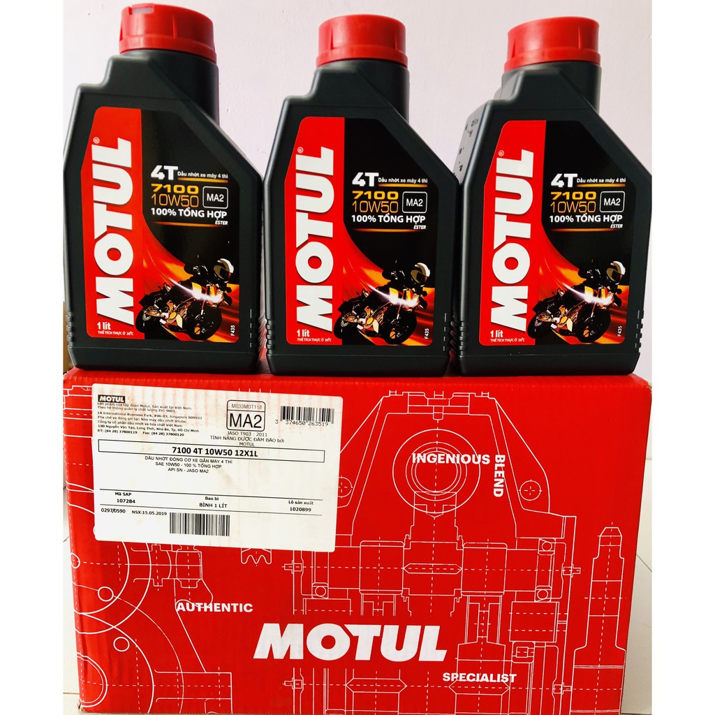 Thùng 12 chai nhớt tổng hợp Motul 7100 10W50 1L