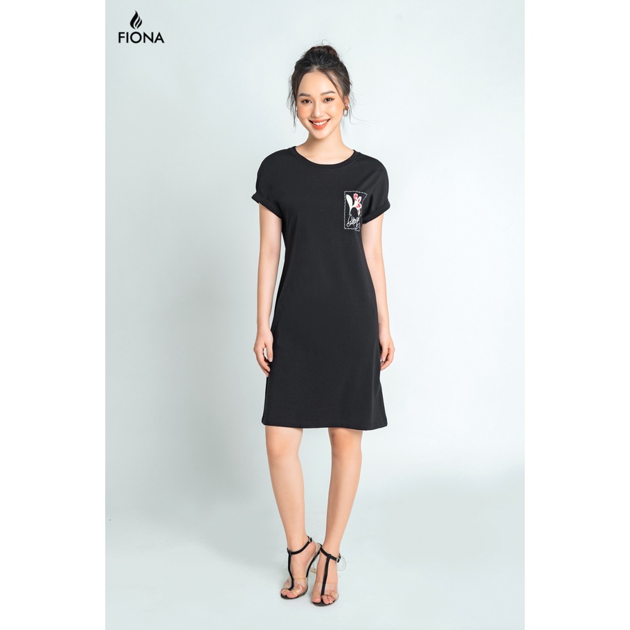 Đầm suông nữ Fiona chất cotton tay liền ngực in hinh bông hoa ly F429266