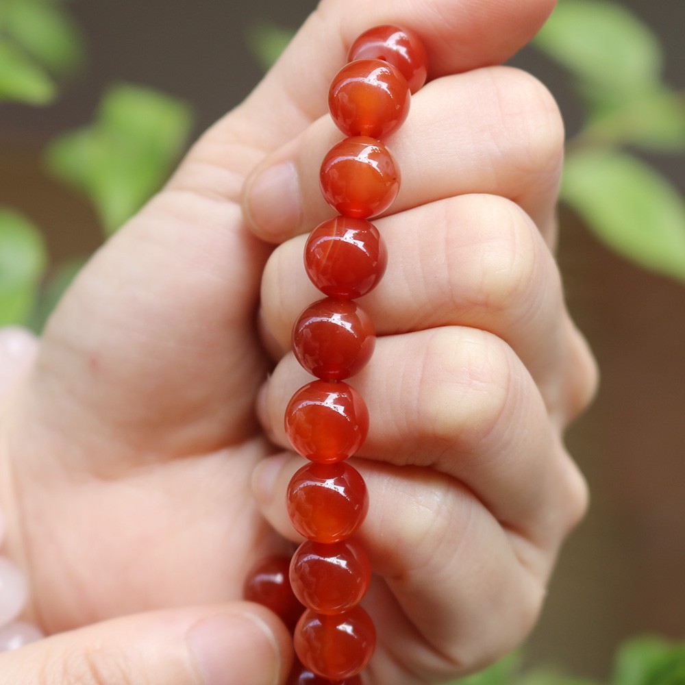 Hạt đá đỏ tròn dùng làm đồ trang sức thủ công - Mix vòng tay dây chuyền - Hạt đá tự nhiên