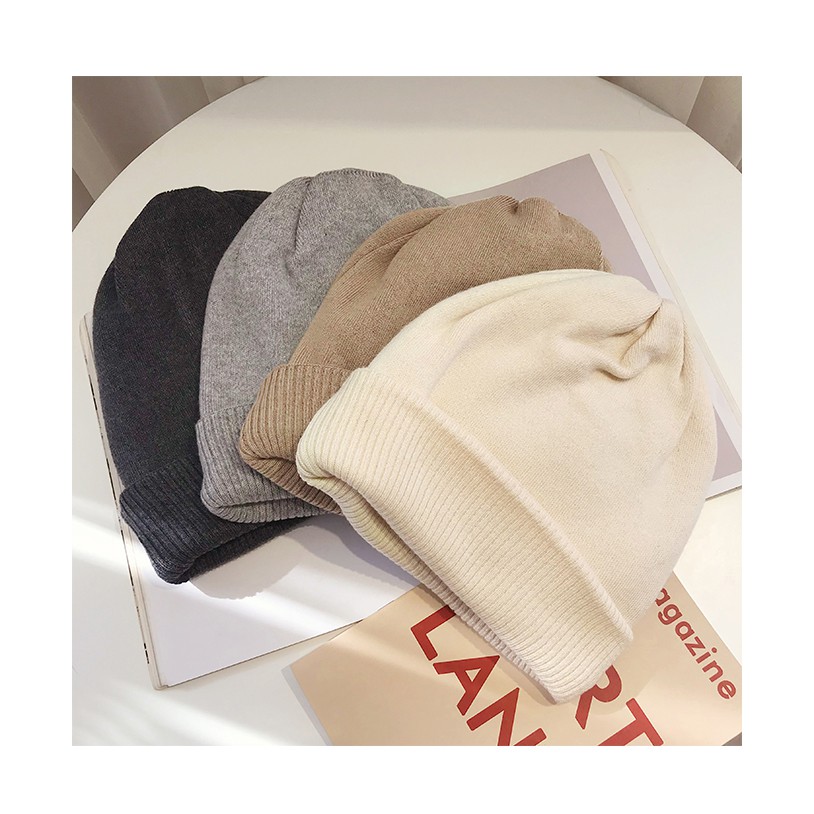 Mũ Len Dệt Kim Màu Trơn Thời Trang Thu Đông Hàn Quốc Dành Cho Nữ