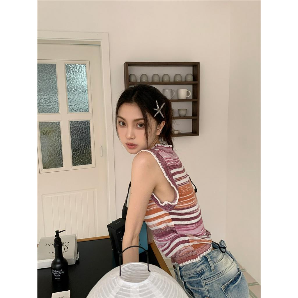 Áo Len Họa Tiết Kẻ Sọc Nhiều Màu Sắc Phong Cách Hàn Quốc Thời Trang Mùa Hè 62649