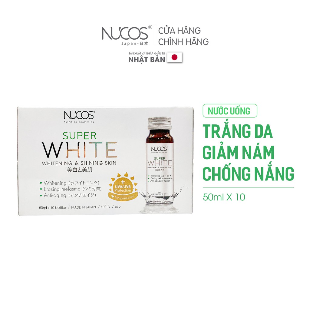 Collagen trắng da mờ thâm nám Nucos Super White 50ml x 10 chai | Thế Giới Skin Care