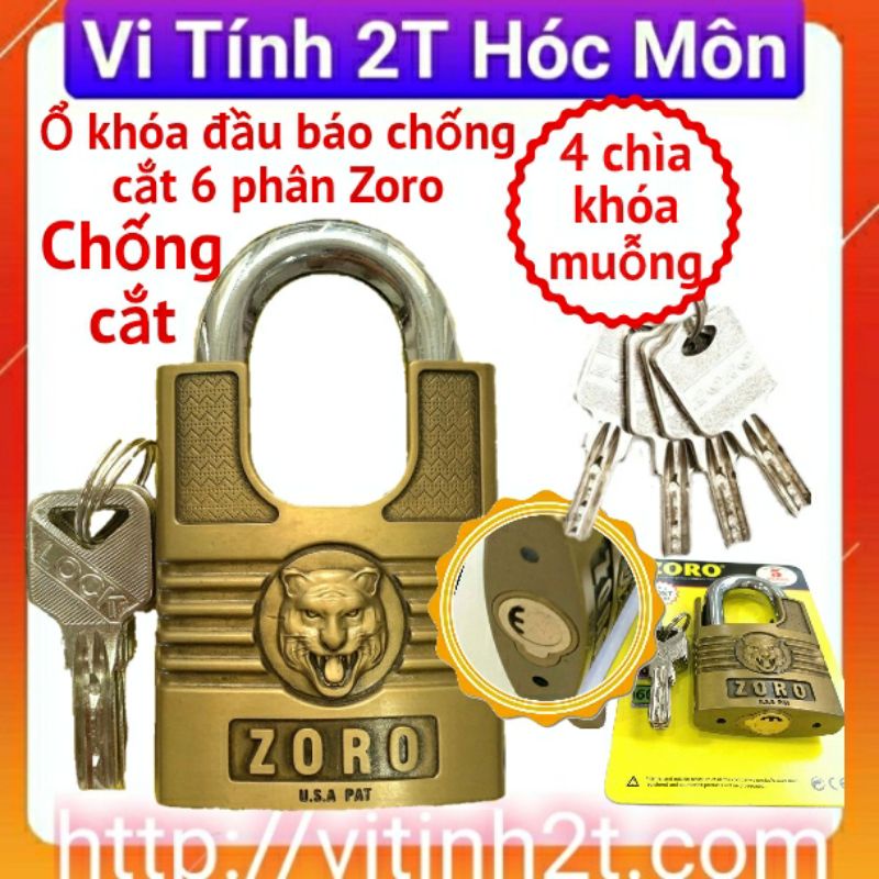 ( Hỏa tốc TpHCM) Ổ khóa đầu báo 6 phân Zoro 4 chìa khóa muỗng