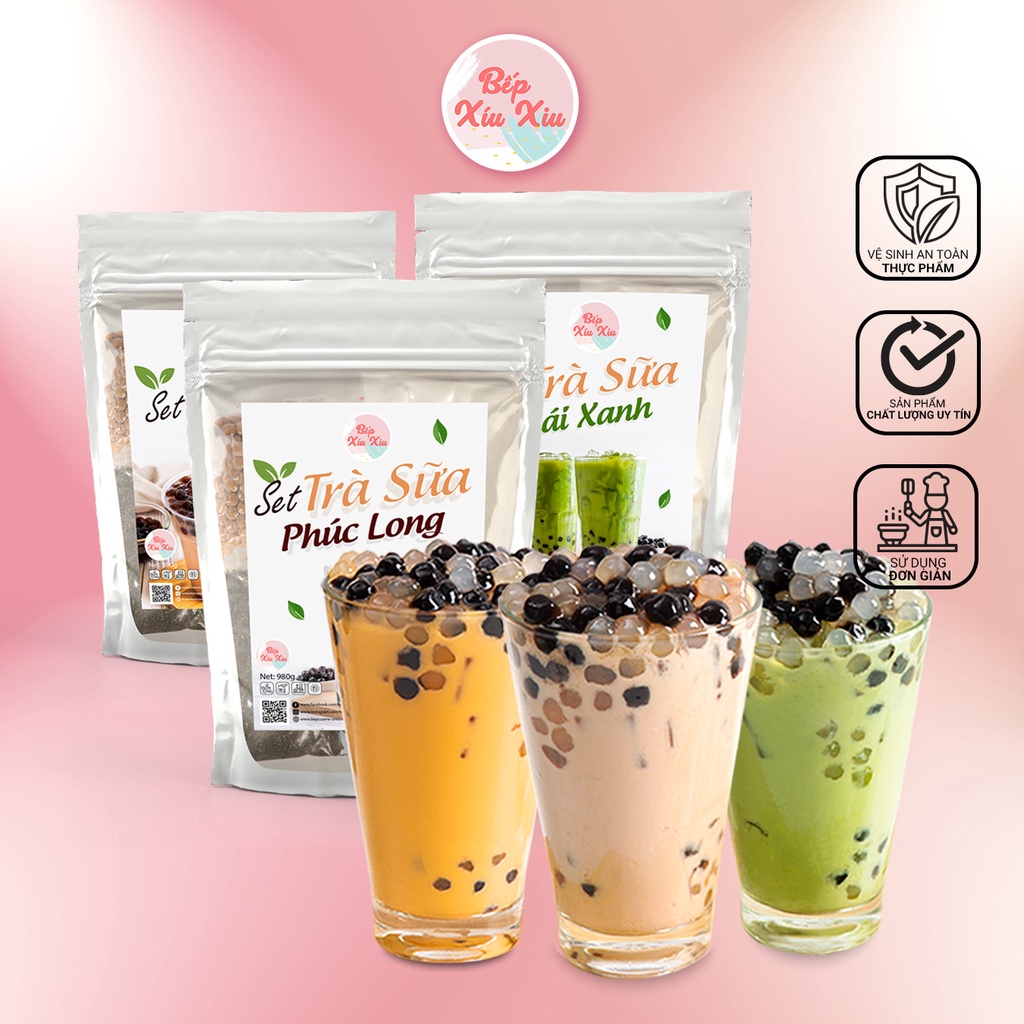 Set trà sữa phúc long, thái xanh, thái đỏ tự pha Bếp Xíu Xiu nguyên liệu dung thử thành phẩm 5-7 ly