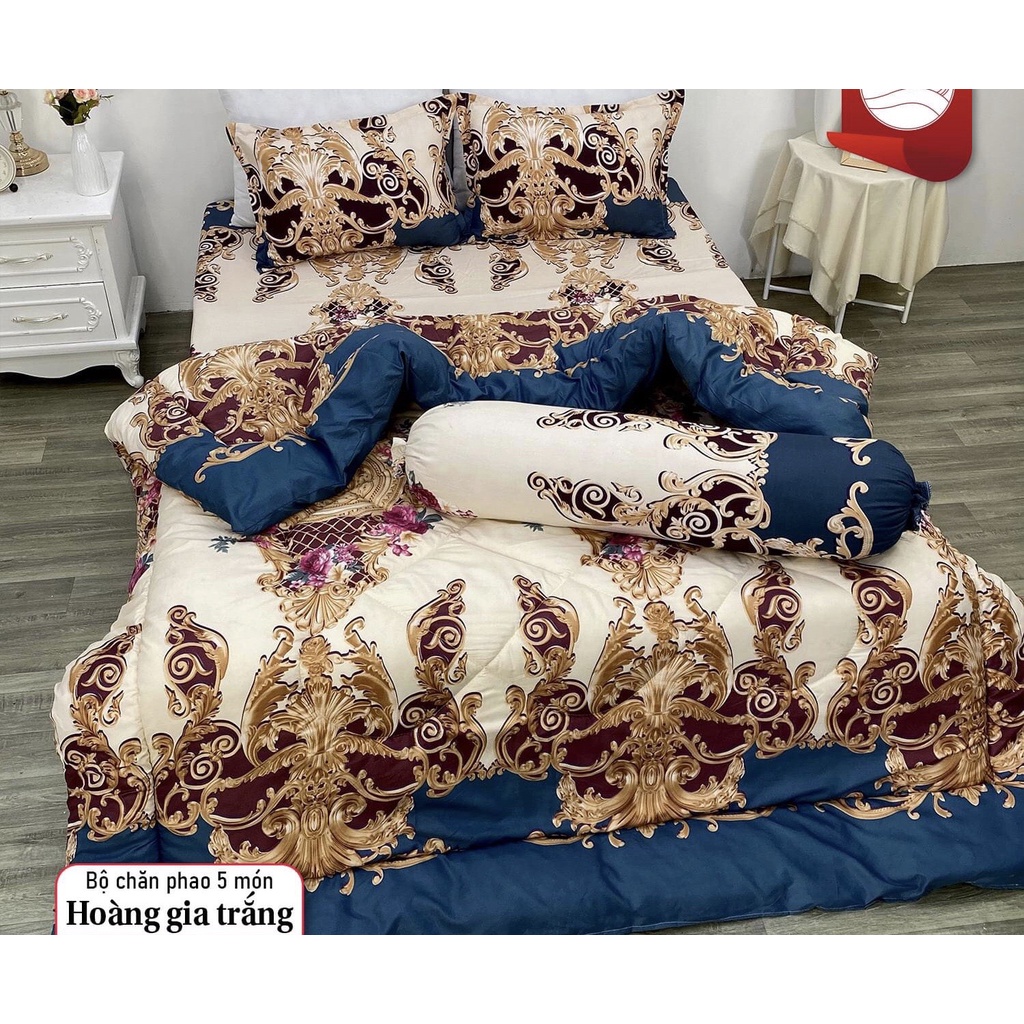 Bộ 5 món chăn phao Cotton Poly cờ mỹ, set 5 món chăn phao Cotton Poly cờ mỹ miẽn phí bo chun ga giường