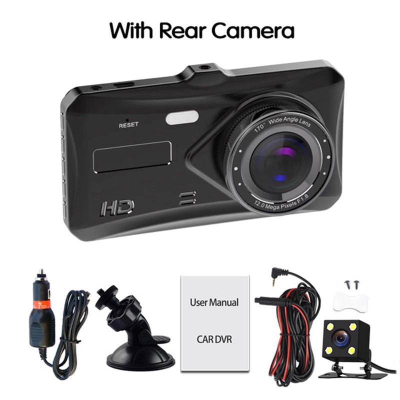 Camera hành trình ô tô trước sau Dual Lens model A12 hỗ trợ FullHD - tích hợp màn hình LCD cỡ lớn (đen)