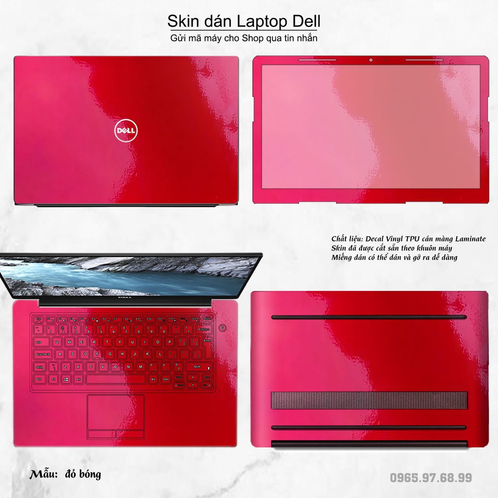 Skin dán Laptop Dell màu Chrome đỏ bóng (inbox mã máy cho Shop)