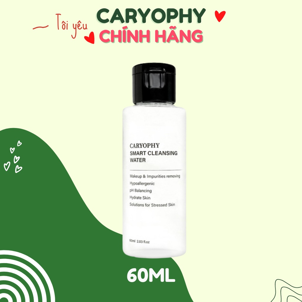 Nước tẩy trang cho da dầu mụn hàn quốc không cồn dành da nhạy cảm Caryophy 60ml