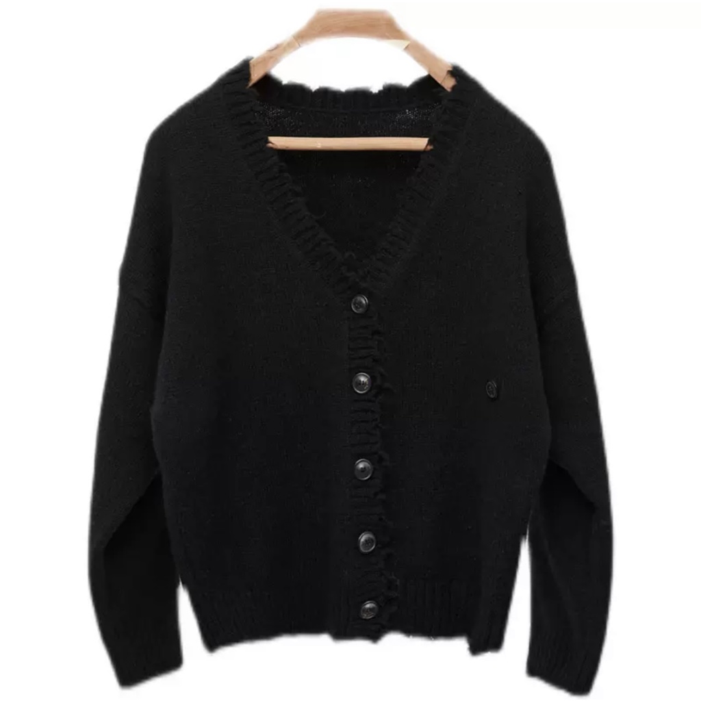 Áo khoác cardigan len dệt kim viền rách thiết kế cá tính độc đáo Unique SEI