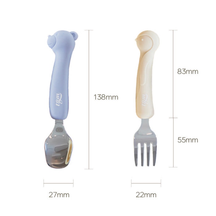 Set thìa dĩa Silicone SPOON & FORK cho bé chính hãng TGM - Made in Hàn Quốc |Thìa dĩa Silicon tập ăn