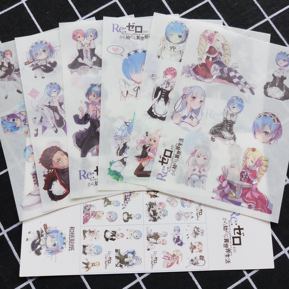 [Sticker] Hình Dán Anime Re:Zero (6 Tấm)