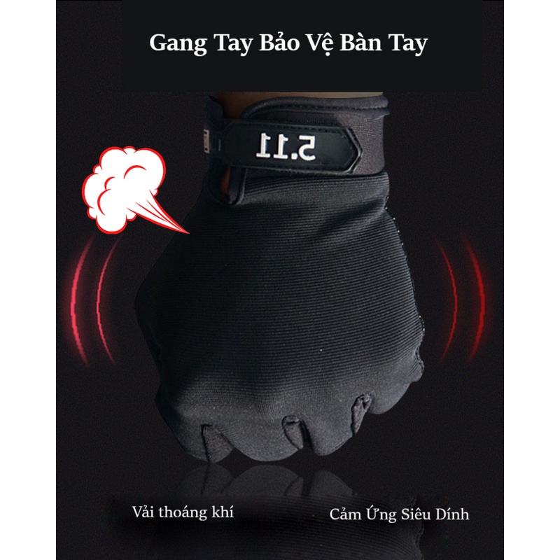 Gang tay hở ngón 511, Gang tay Tập gym Đạp xe Tập thể thao, Bao tay Xe máy đi phượt