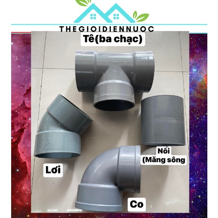 Phụ kiện ống nước ST nhựa PVC 140mm gồm co (cút), lơi (chếch), nối (măng sông), tê (ba chạc)