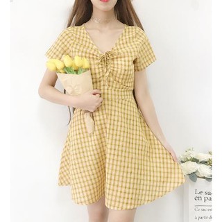 ĐẦM XÒE CỔ V - CÓ BUỘC NƠ LƯNG