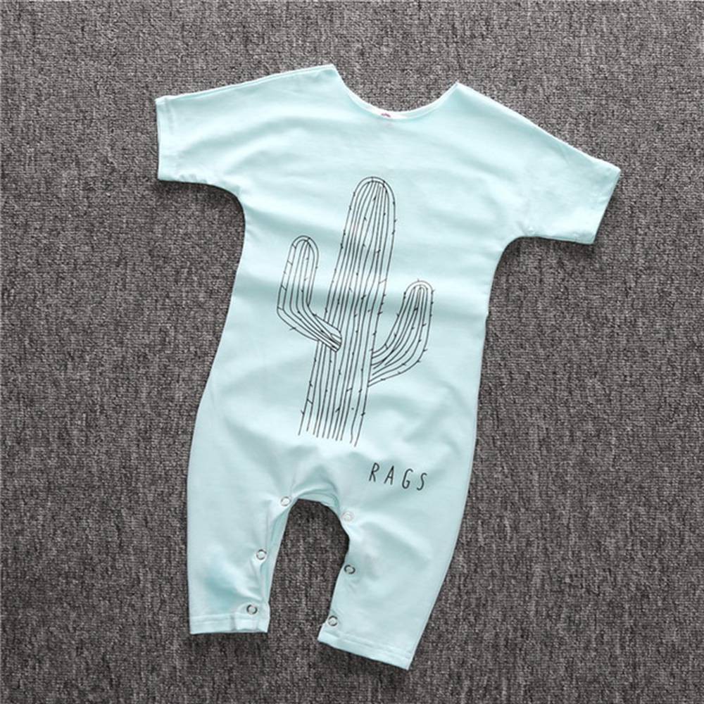 Áo Liền Quần In Hình Xương Rồng Cho Bé Gái