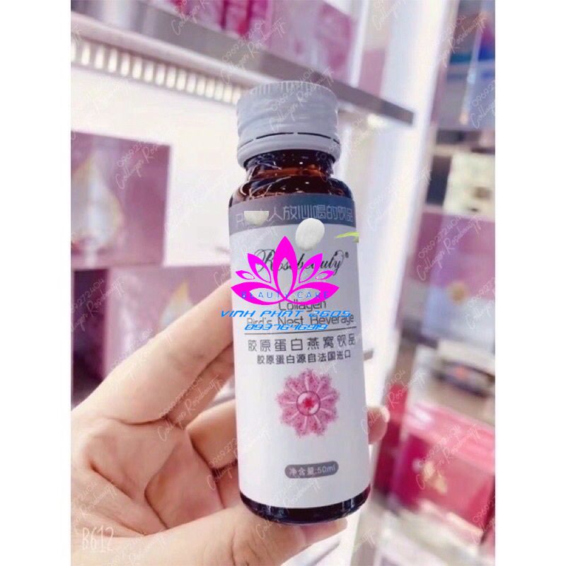 0COLLAGEN ROSE BEAUTY YẾN TRẮNG DA (TRẮNG SÁNG TỨC THÌ X10) Hộp 8 chai