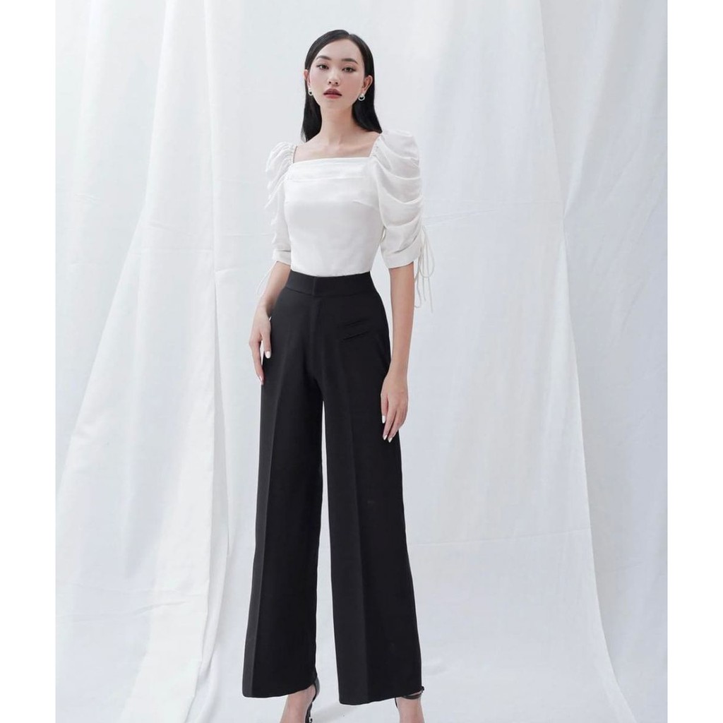 [Mã Freeship 0đ-FASHIONHOT19 giảm 10k đơn 0đ] Áo Vai Phồng Dây Rút Cổ Vuông Tay Lỡ Xếp Ly Ngực | BigBuy360 - bigbuy360.vn