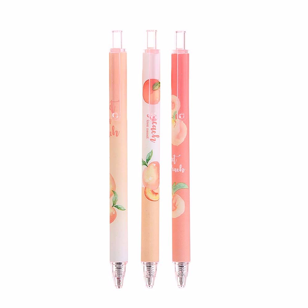 Set 5 Bút Bi Mực Đen Hình Quả Đào Nhiều Màu Có Thể Thu Gọn Tiện Dụng Cho Văn Phòng / Trường Học