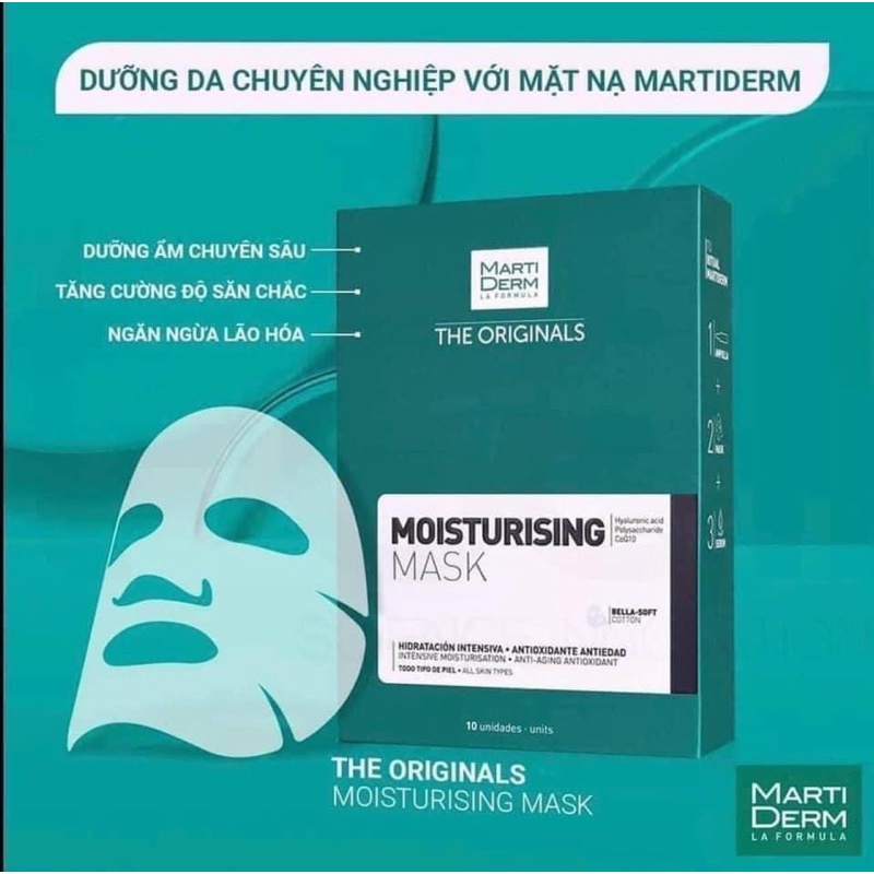 Mặt nạ dưỡng ẩm phục hồi da Martiderm The Originals Moisturising Mask 25ml Tây Ban Nha - Hộp 10 miếng