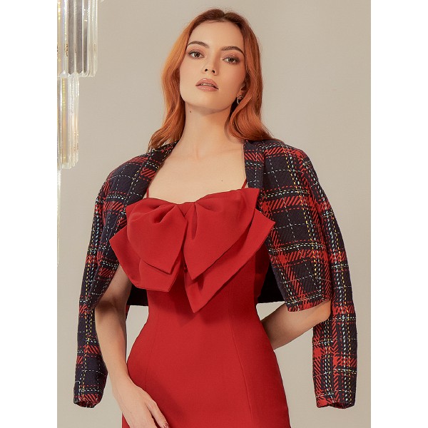 [Mã BMBAU50 giảm 7% đơn 99K] Áo khoác họa tiết caro croptop Quincy Blazer B Basic