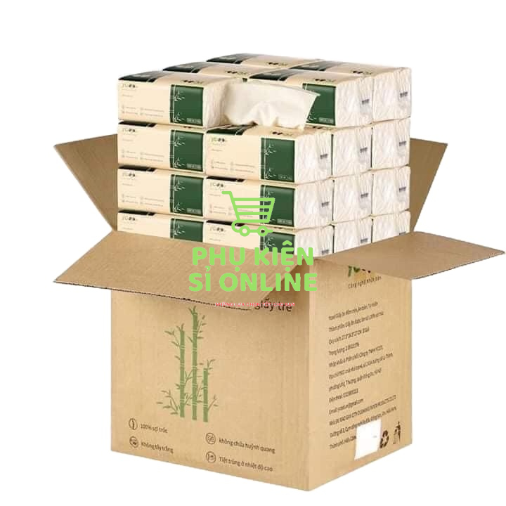 [SALE OFF 30K] Combo 3 thùng/90 gói khăn ăn YCOOL 300 tờ/gói/4 lớp 100% bột sợi tre thiên nhiên Store4girls