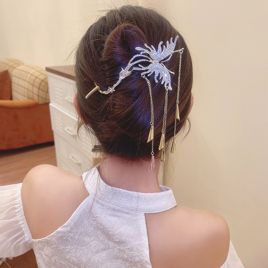 Kẹp Tóc Đuôi Ngựa Hình Bướm Bằng Kim Loại Đính Ngọc Trai Và Đá Pha Lê Phong Cách Hàn Quốc