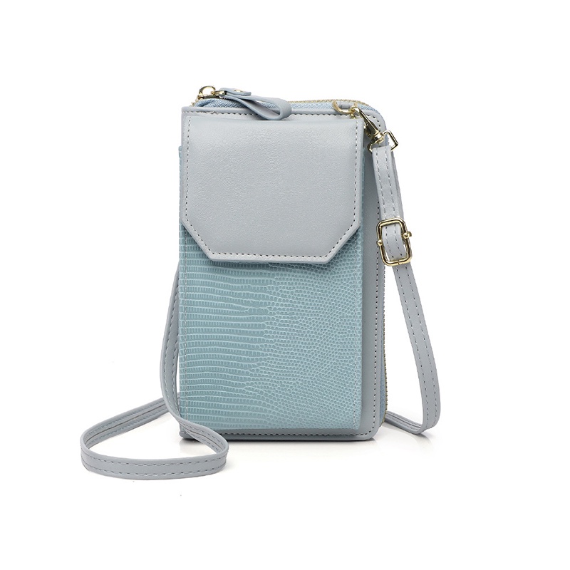 Ielgy Túi Đeo Chéo Đựng Điện Thoại Đa Năng Họa Tiết Da Rắn Dạng Dọc Có Khóa Kéo Cho Nữ
