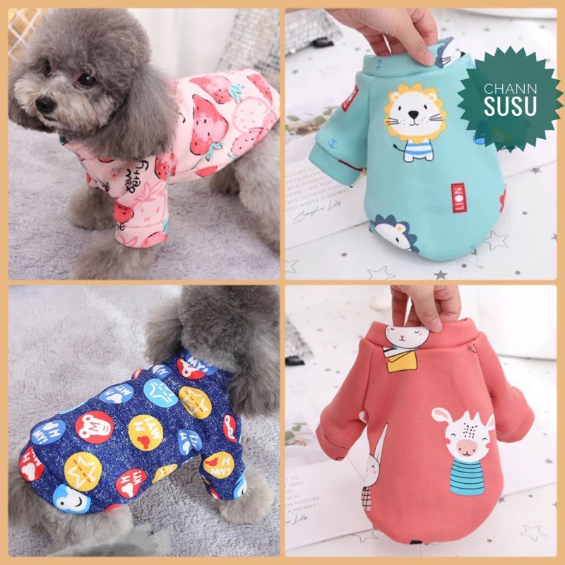 ÁO CHO THÚ CƯNG, Áo cho chó mèo - Áo nỉ cho chó co giãn hoạ tiết chất đẹp mềm mịn cho chó mèo - áo cho poodle, mèo