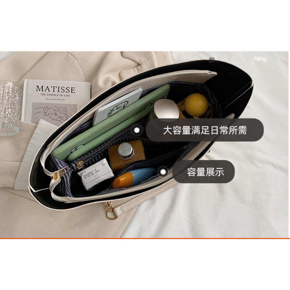 D264 Túi xách bản to phối dây xích cá tính