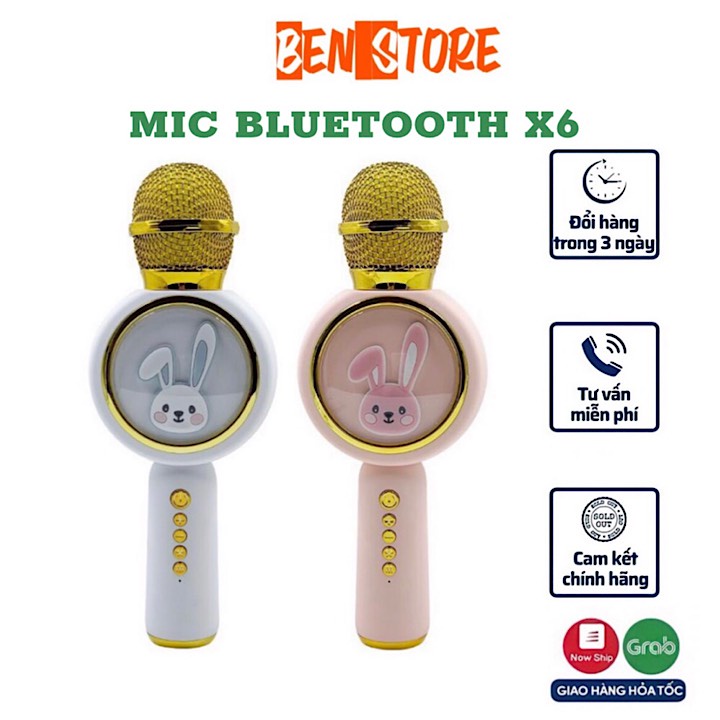 MICRO KARAOKE BLUETOOTH KHÔNG DÂY KÈM LOA X6 HÌNH THỎ ĐÁNG YÊU ÂM THANH HAY TRẦM ẤM HÁT HAY BẮT GIỌNG