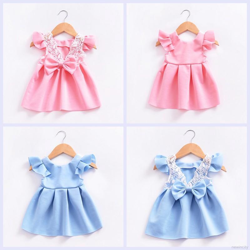 Đầm xòe công chúa cánh tiên có nơ dễ thương xinh xắn cho bé gái