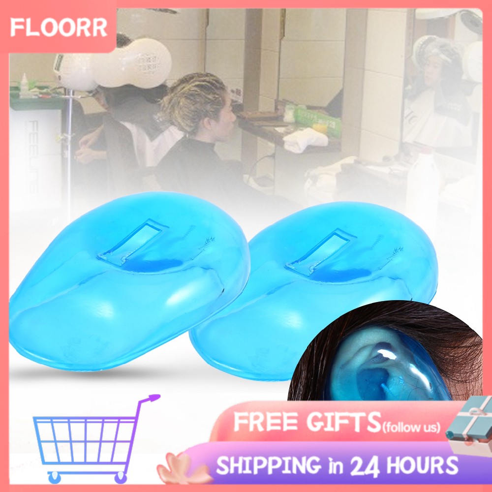 Bộ 2 miếng bịt tai bằng nhựa màu xanh dương tránh dính thuốc nhuộm tóc