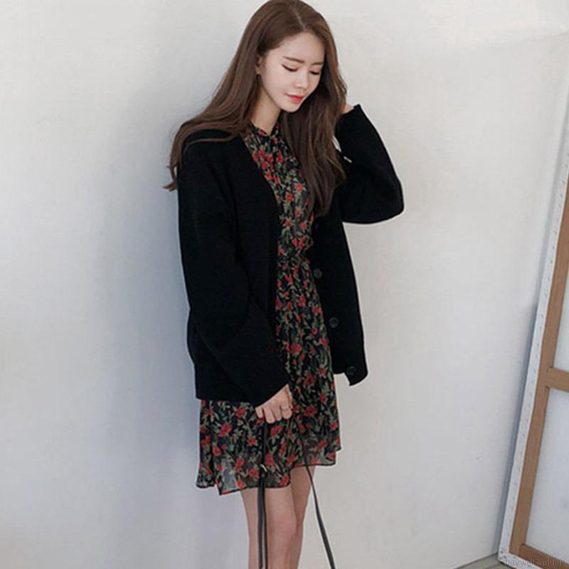 Áo Khoác Cardigan Dệt Kim Cổ Chữ V Tay Dài Màu Trơn Kiểu Hàn Quốc Đơn Giản | BigBuy360 - bigbuy360.vn