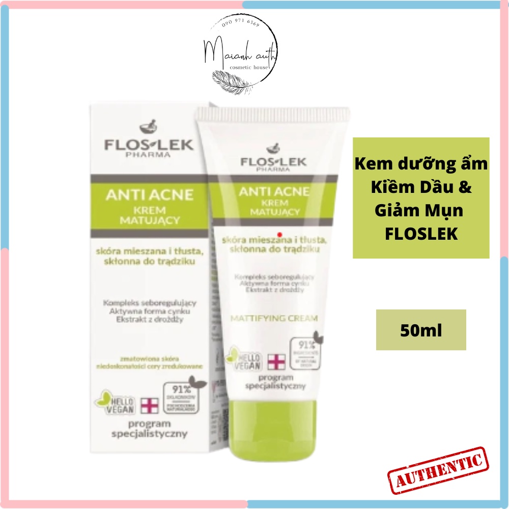 Kem Dưỡng Floslek Cho Da Dầu Mụn Kiểm Soát Dầu Và Điều Tiết Nhờn Anti Acne Mattifying Cream 50ml
