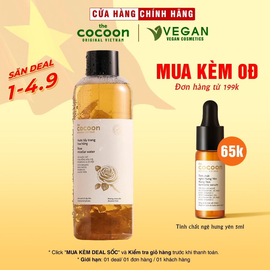 Nước tẩy trang hoa hồng cocoon 500ml (rose micellar water)
