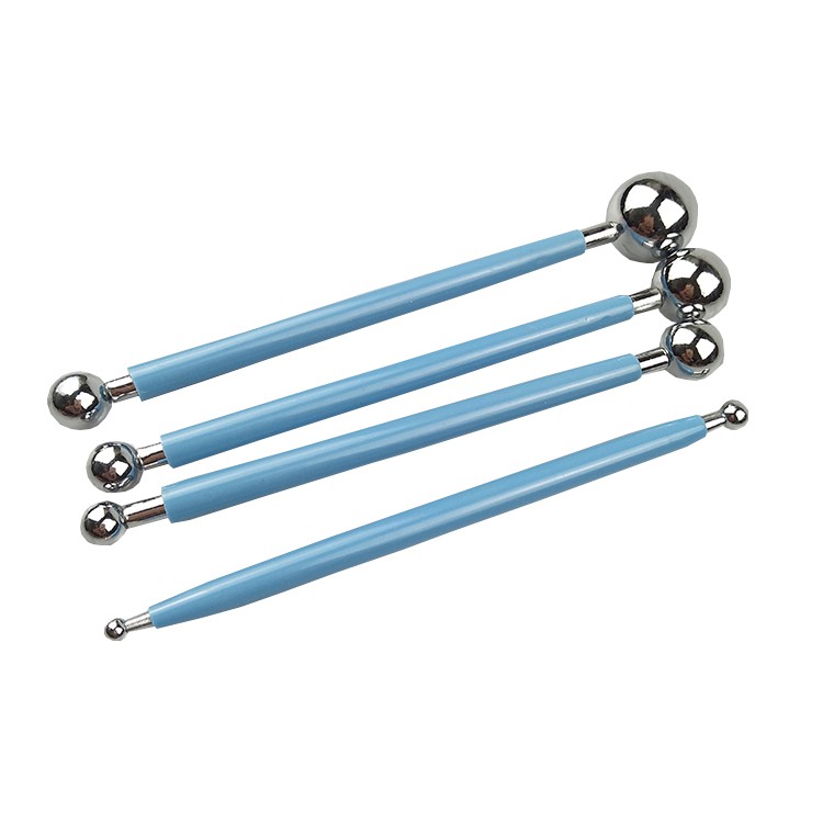 Bộ dụng cụ đầu tròn inox 4 món- tạo hình đất sét