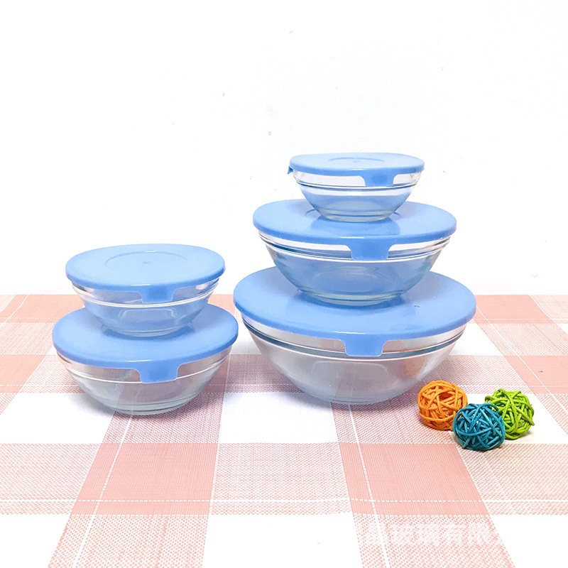ComBo 5 Thố Thủy Tinh - Dùng Được Trong Lò Vi Sóng - Tủ Lạnh - Vô Cùng Tiện Dụng - Bộ 5 Thố Thủy Tinh Có Nắp Đậy