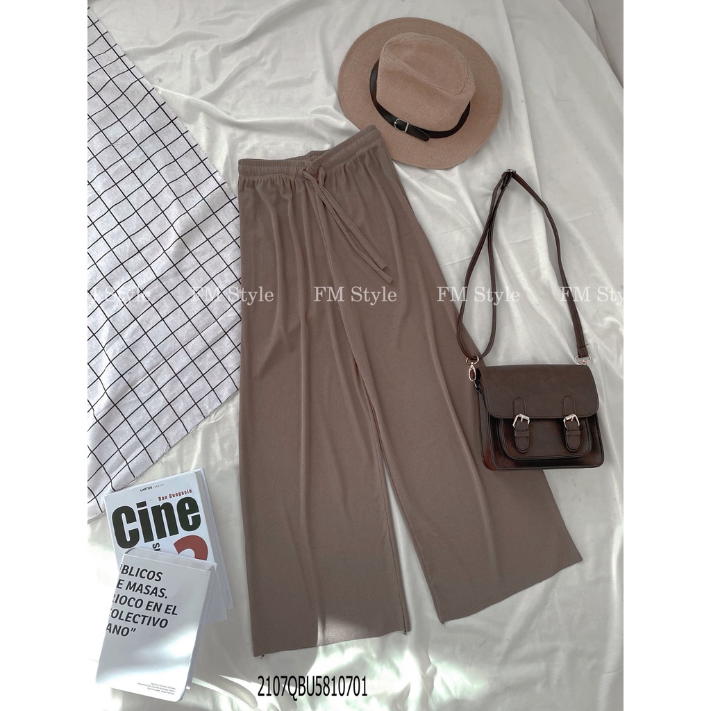 Quần nhung tăm nữ FM Style lưng cao ống suông co giãn thoãi mái, phong cách ulzzang trẻ trung Hàn Quốc 220315500