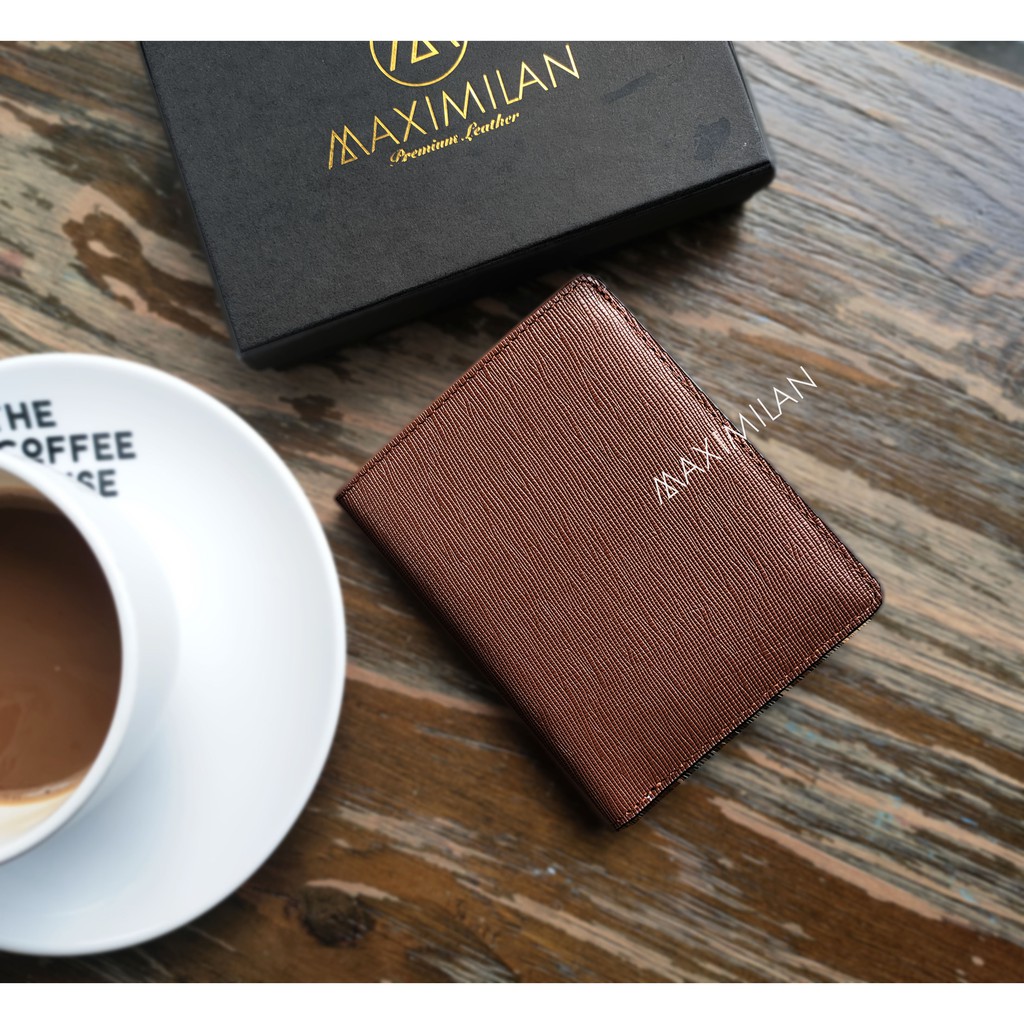 VÍ ĐỨNG MINI ĐEN / XÁM/ NÂU  DA BÒ SAFFIANO THẬT 100%-  - Follow shop giảm 20K