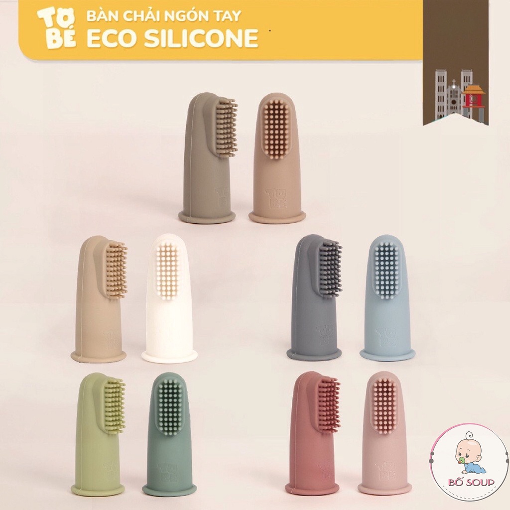 Bàn chải ngón tay Eco Silicone Tobé 2 chiếc siêu mềm mại và an toàn cho bé