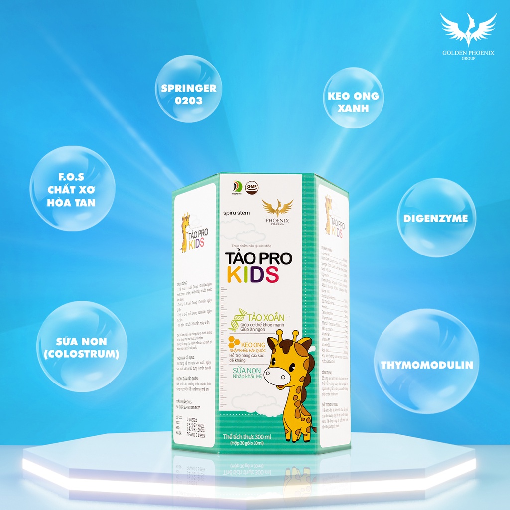 Siro ăn ngon cho bé Tảo Pro Kids giúp bé ăn ngon ngủ ngon tăng sức đề kháng