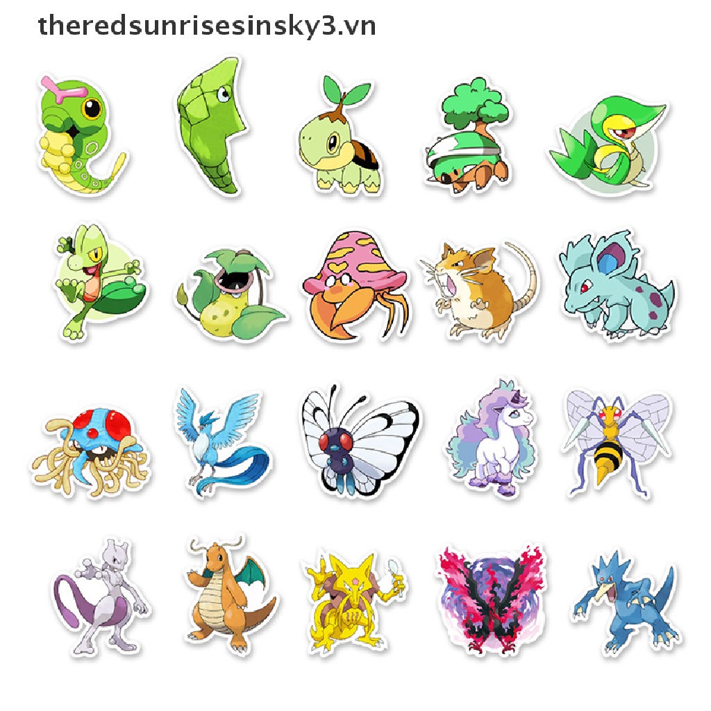 Set 50 miếng dán hoạt hình Pokemon chống thấm nước