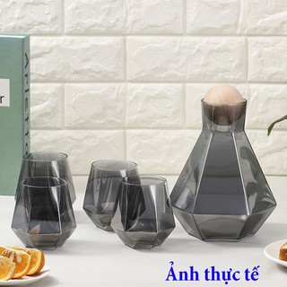 Bộ 6 Cốc-Ly Thủy Tinh Luxury Crystal Diamond Tráng Bạc Dùng Uống  Rượu Mạnh Whyski, Dung Tích 315ml