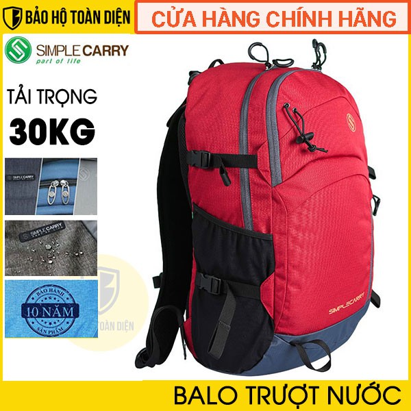 (CHÍNH HÃNG) (BẢO HÀNH 10 NĂM) Balo du lịch chống thấm SIMPLE CARRY OD2 BURGUND