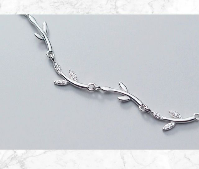 Lắc tay lá đá pha lê nhân tạo bạc s925