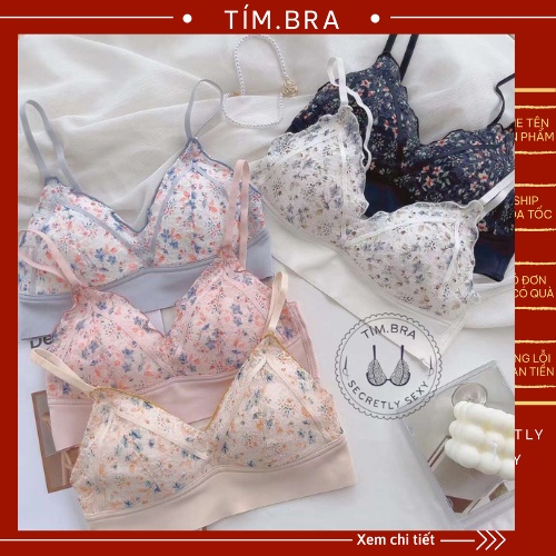 Set Áo bra kèm quần lót mỏng cao cấp, Áo lót ngực Tím Bra nữ chất vải thoáng khí thấm hút mồ hôi M1