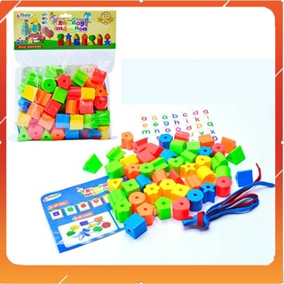 Đồ chơi bộ luồn hạt xâu vòng mầm non Sato cho bé - Bộ xâu dây bằng nhựa an toàn giúp bé rèn luyện kỹ năng kéo léo