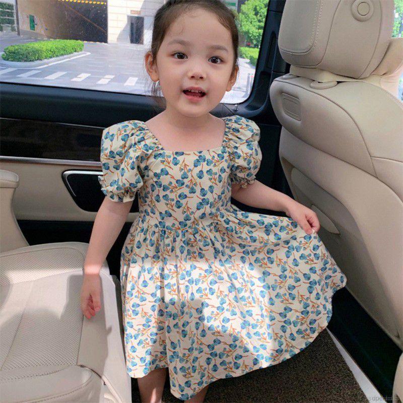 Đầm Hoa Tay Phồng Thời Trang Mùa Hè Cho Bé Gái