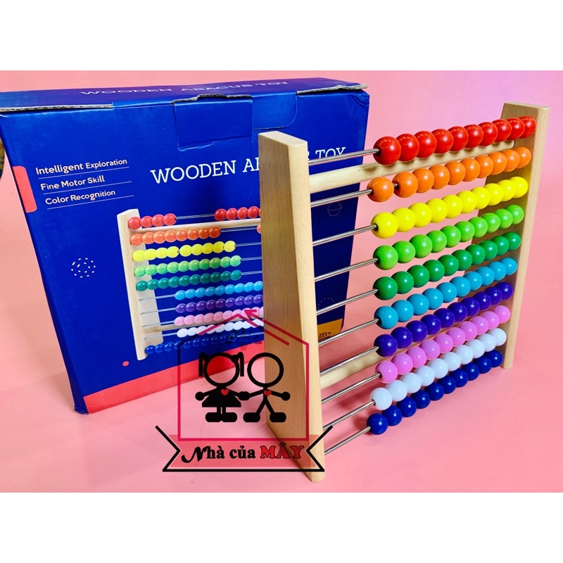 Bảng tính gỗ 100 hạt 10 màu cho bé tập đếm và học số